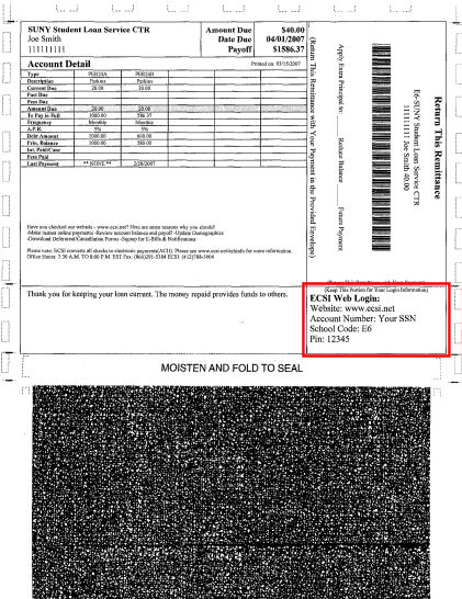 Billing Statement. Click here for a detail view