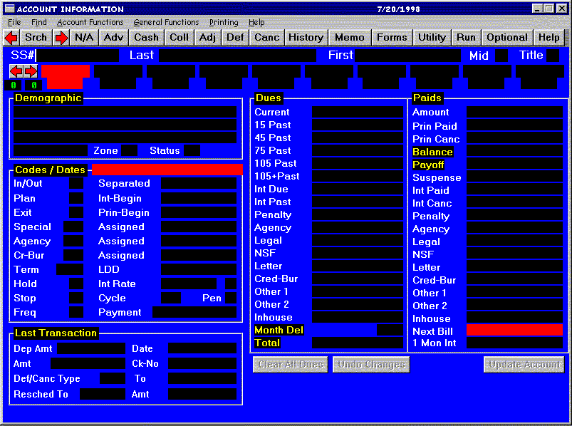 Account Information Window