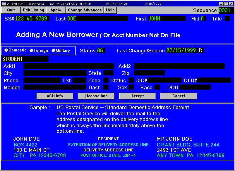 Advance Window